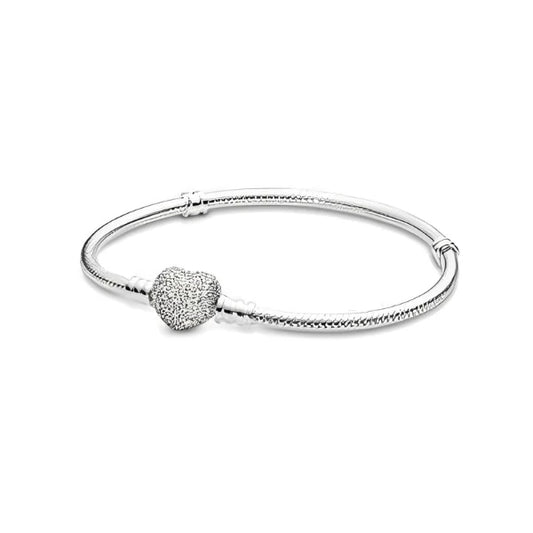 Pavé Heart Snake Chain Bracelet